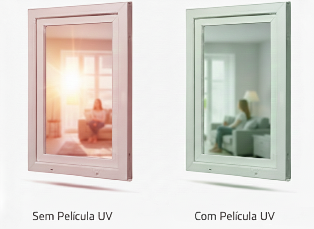 película bloquear raios UV desbotamento descoloração saúde janela sol reflect norte vila real peso da régua
